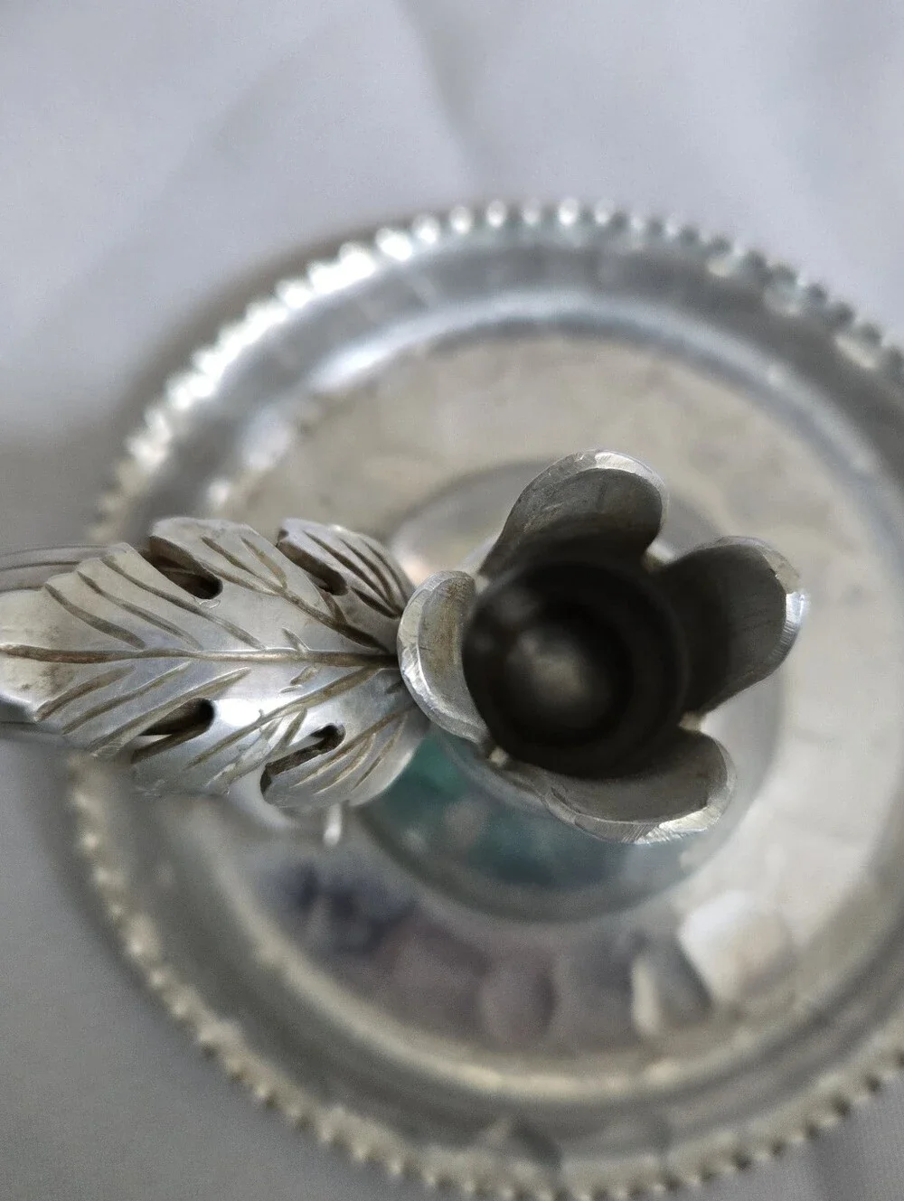 Vintage Continental Silverlook #712 Hand Wrought Aluminum Candle Holder